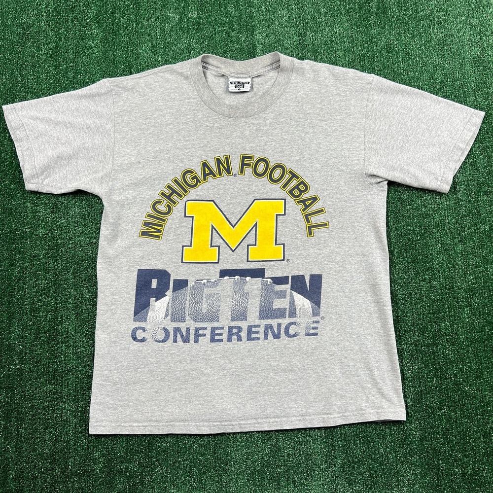 VTG Lee Michigan Football T-Shirt Men's Large Gray Cotton‎ Big Ten Football 90s